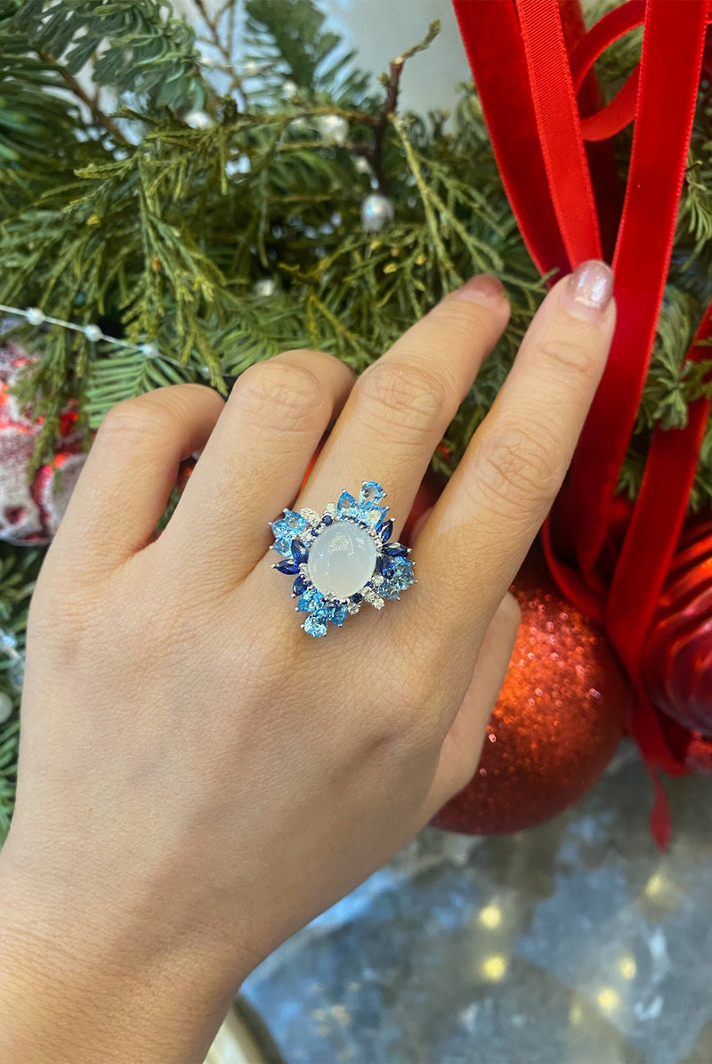 Enchanted Blue Sapphire & Topaz Jade Ring