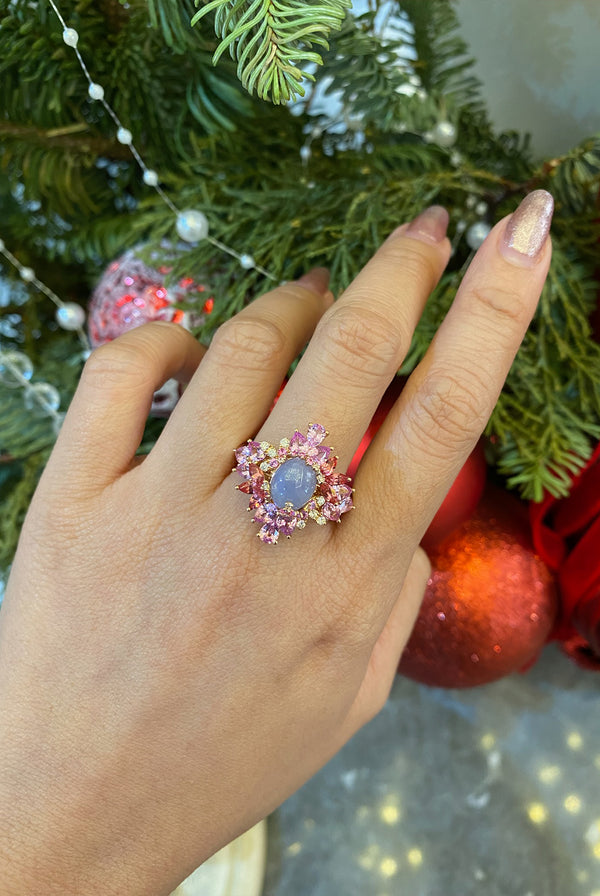 Enchanted Purple and Pink Jade Ring